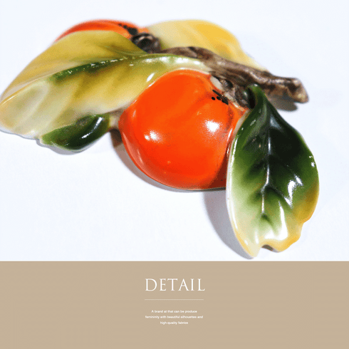 帯留め アンティーク 作家物 香山作 Aランク 陶器 柿 ET-510