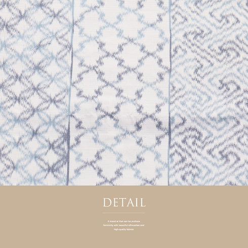 袋帯 リサイクル 帯丈416cm 全通 絣柄 七宝 さや型 松西菱 ブルー SSサイズ 不明 新品・未使用品 お洒落