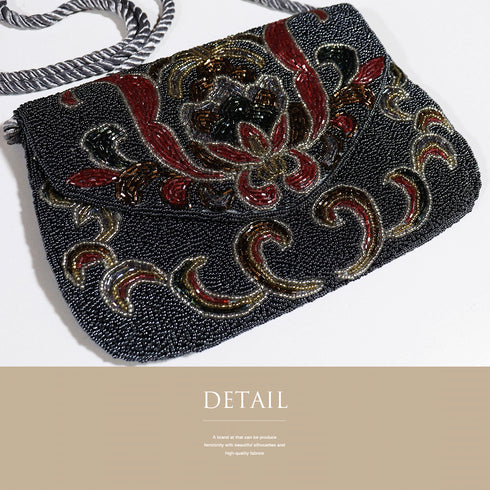 ビーズバック アンティーク お洒落 横幅21cm 高さ14cm Aランク 和装小物 ZO-83