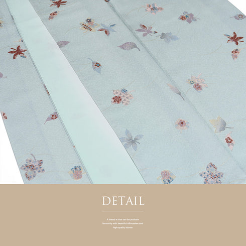 小紋 リサイクル 身丈161.5cm 裄65.4cm 袷 葉各種柄 ブルー Lサイズ お洒落 カジュアル 不明 広衿 Aランク