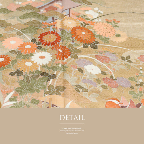 色留袖 リサイクル 身丈164cm 裄66.4cm 袷 鴛鴦に菊や松柄 比翼無し ベージュ Lサイズ 一つ紋 正絹 広衿 Sランク