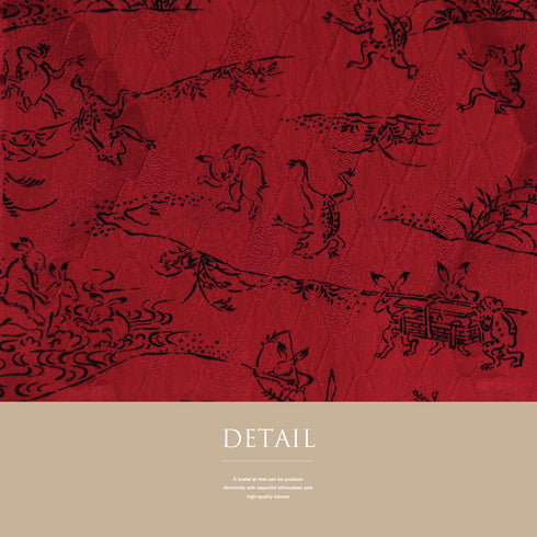 帯揚げ リサイクル お洒落 ちりめん 正絹 レッド 鳥獣戯画 Sランク AG-1205