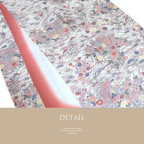 小紋 リサイクル 身丈158cm 裄63.8cm 袷 付け下げ小紋 花車に楓や松模様 ホワイト Mサイズ お洒落 カジュアル 正絹 広衿 Aランク