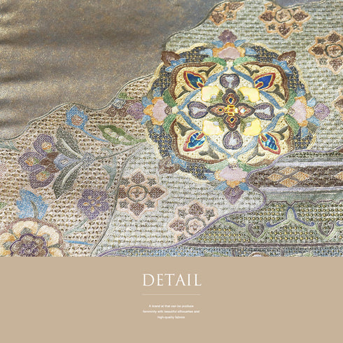 袋帯 リサイクル 帯丈448cm ポイント柄 汕頭 華紋柄 ブラウン Mサイズ 正絹 Sランク フォーマル セミフォーマル