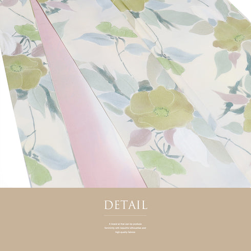 小紋 リサイクル 身丈155.5cm 裄62.4cm 袷 地紋色彩 花柄 ベージュ Mサイズ お洒落 カジュアル 正絹 広衿 Aランク