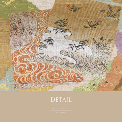 袋帯 リサイクル 帯丈452cm ポイント柄 鶴柄 ブラウン Lサイズ 正絹 Sランク お洒落