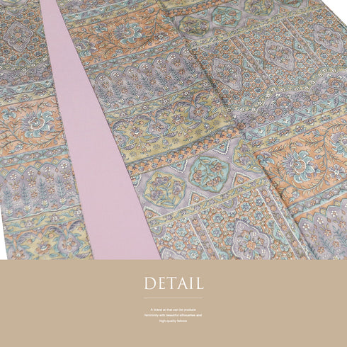 小紋 リサイクル 身丈164cm 裄66.8cm 袷 オリエンタル柄 多色 Lサイズ お洒落 カジュアル 正絹 広衿 Sランク