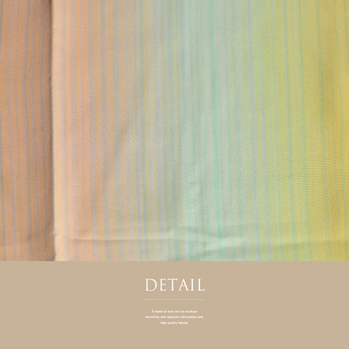 長襦袢 リサイクル 長襦袢 身丈136.3cm 裄68.4cm 袷 ゆったりサイズ 縞模様 ボカシ柄 後身頃居敷当て付き オレンジ Lサイズ お洒落 正絹 袖無双 Sランク