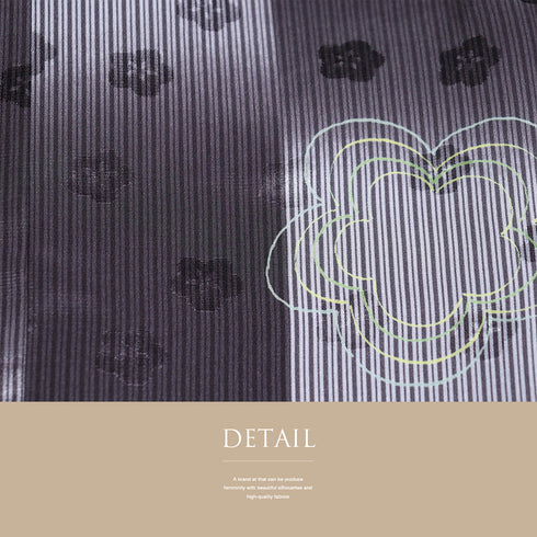 長襦袢 リサイクル 長襦袢 身丈130.3cm 裄69.2cm 袷 梅柄 縞柄 地紋 後見頃居敷当て付き パープル LLサイズ お洒落 カジュアル 正絹 袖無双 Sランク