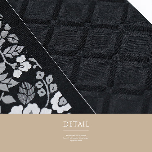 半巾帯 リサイクル 帯丈396cm 全通 唐花柄 ブラック SSサイズ ポリエステル Sランク カジュアル お洒落