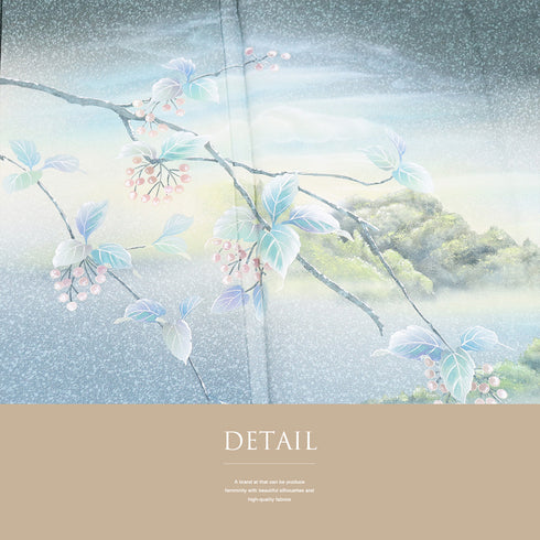 訪問着 リサイクル 身丈161.2cm 裄68.8cm 袷 風景柄 山柄 グリーン Lサイズ お洒落 セミフォーマル 正絹 広衿 Sランク