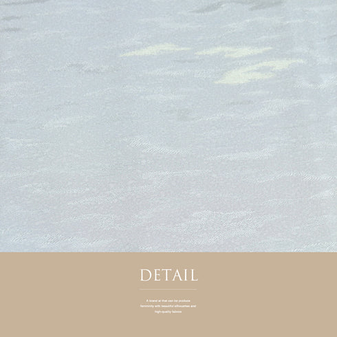 小紋 リサイクル 身丈157.5cm 裄63.2cm 袷 霞柄 ブルー Mサイズ セミフォーマル 落款 一つ紋 正絹 広衿 Sランク