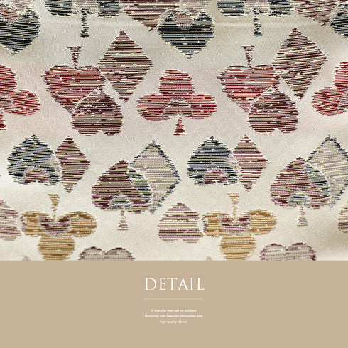 京袋帯 リサイクル 帯丈376cm 全通 トランプ柄 ベージュ Mサイズ ポリエステル Aランク お洒落 カジュアル