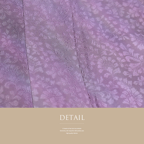 道中着 リサイクル 身丈124.7cm 裄66.6cm 袷 着物衿 対丈 地紋 パープル Lサイズ お洒落 正絹 Sランク