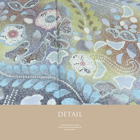 訪問着 身丈158.5cm 裄66.8cm 袷 辻ヶ花模様 グレー Mサイズ フォーマル お洒落 正絹 広衿 Sランク