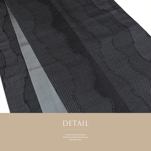 結城紬 リサイクル 身丈171cm 裄68.4cm 袷 ゆったりサイズ 百亀甲絣柄 奥順製 ブラック LLサイズ カジュアル お洒落 証紙 正絹 広衿 Sランク