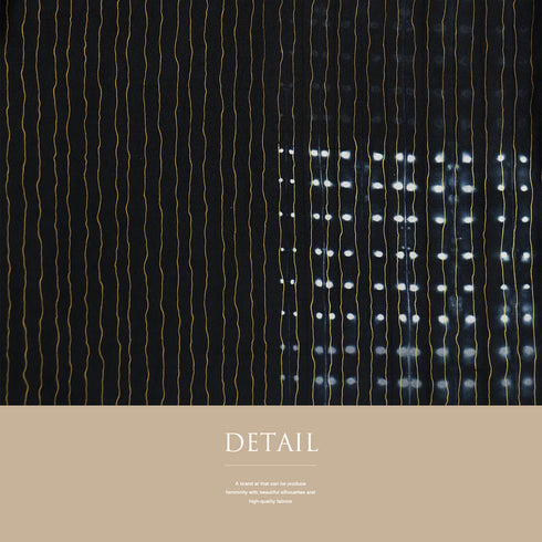 訪問着 リサイクル 身丈160.8cm 裄69.8cm 袷 染め紬 縞模様 水玉模様 絞り ブラック Lサイズ お洒落 カジュアル 正絹 広衿 Aランク