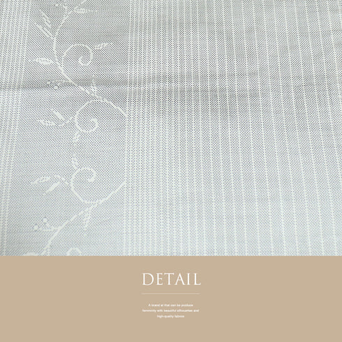 大島紬 リサイクル 身丈160.5cm 裄65.6cm 袷 白大島 縞模様 蔓草柄 ホワイト Lサイズ お洒落 カジュアル 証紙 正絹 広衿 Sランク