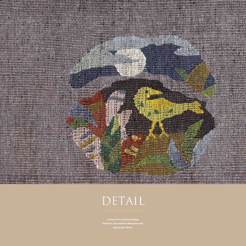 名古屋帯 リサイクル ポイント柄 月に鳥柄 パープル サイズ 正絹 新品・未使用品 カジュアル