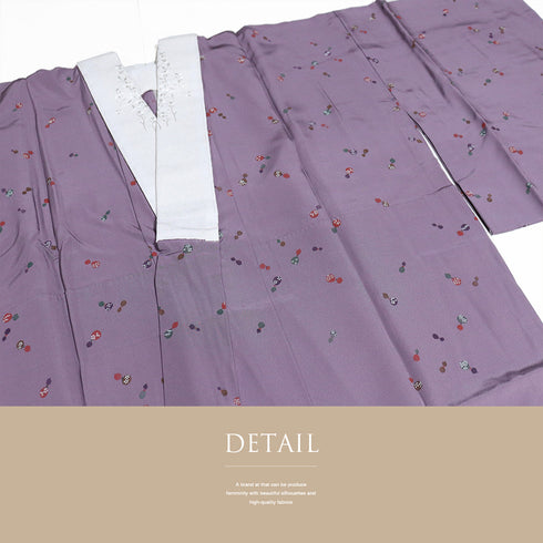 長襦袢 リサイクル 長襦袢 身丈118.5cm 裄63.6cm 袷 瓢箪柄 居敷当て付き パープル Sサイズ お洒落 カジュアル 正絹 袖無双 Sランク