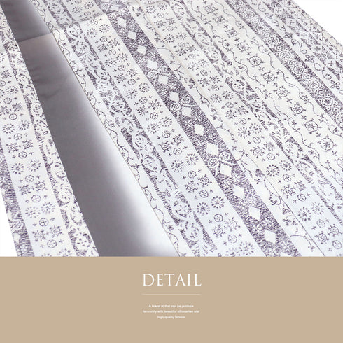 小紋 リサイクル 身丈161.5cm 裄67.6cm 袷 デザイン縦縞柄 地紋 アイボリー Lサイズ お洒落 カジュアル 正絹 広衿 Sランク