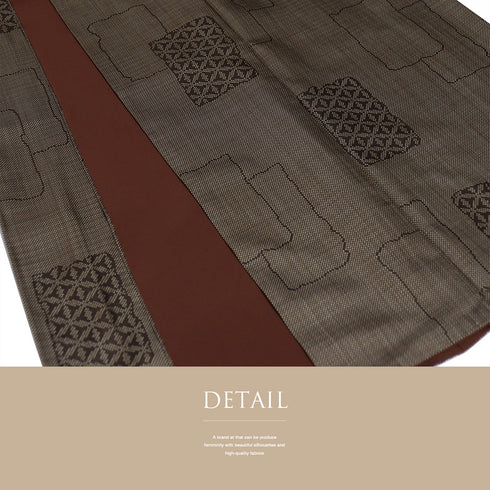 紬 リサイクル 身丈160.2cm 裄62.4cm 袷 医科学柄 ブラウン Mサイズ お洒落 カジュアル 正絹 広衿 Aランク