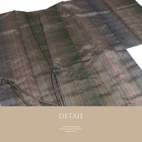 道中着 リサイクル 身丈118cm 裄63.6cm 袷 ロング丈 縞柄 吉澤与市 多色 Sサイズ お洒落 正絹 新品・未使用品