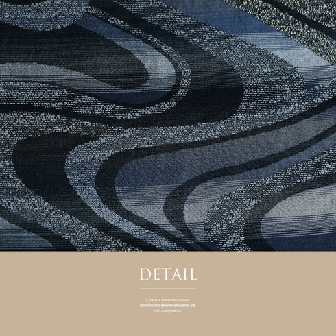 袋帯 リサイクル 帯丈430cm 全通 藍染和紙織 流水柄 ネイビー Sサイズ 正絹 Sランク お洒落