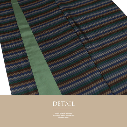 大島紬 リサイクル アンサンブル 2点セット 袷 証紙 Lサイズ Aランク ボーダー柄 カジュアル 道行コート丈89.5cm 身丈161.5cm 裄64.8cm 正絹 着物 AN-56