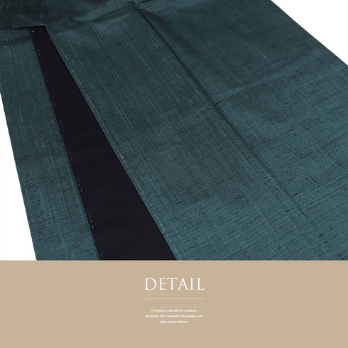 アンサンブル 男物 リサイクル 身丈137.1cm 裄68cm 羽織丈89cm 袷 紬 パールトーン加工 グリーン SSサイズ お洒落 カジュアル しつけ糸 正絹 棒衿 Sランク