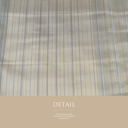 大島紬 リサイクル 身丈160cm 裄65.4cm 袷 縞格子柄 ベージュ Mサイズ お洒落 カジュアル 証紙 正絹 バチ衿 Sランク