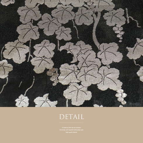 京袋帯 リサイクル 帯丈384cm 六通 葡萄柄 ブラック Lサイズ ポリエステル Sランク お洒落 カジュアル