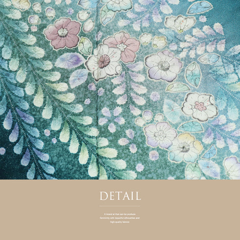 訪問着 リサイクル 身丈164cm 裄64.2cm 袷 付け下げ訪問着 辻ヶ花文様 絞り グリーン Lサイズ お洒落 正絹 広衿 Sランク