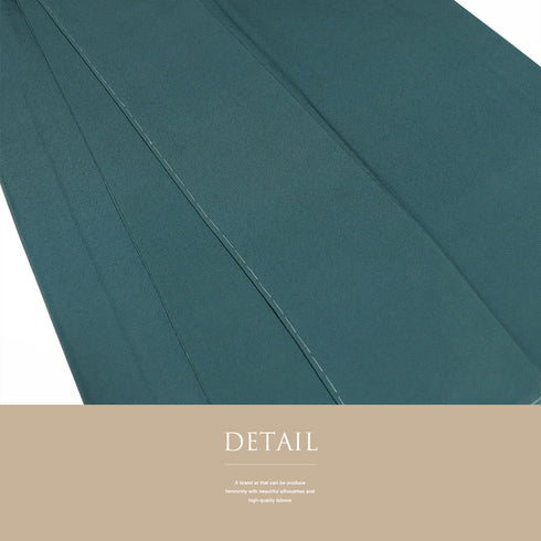 色無地 リサイクル 身丈159.5cm 裄65.7cm 袷 グリーン Mサイズ お洒落 落款 しつけ糸 正絹 広衿 地紋なし Sランク