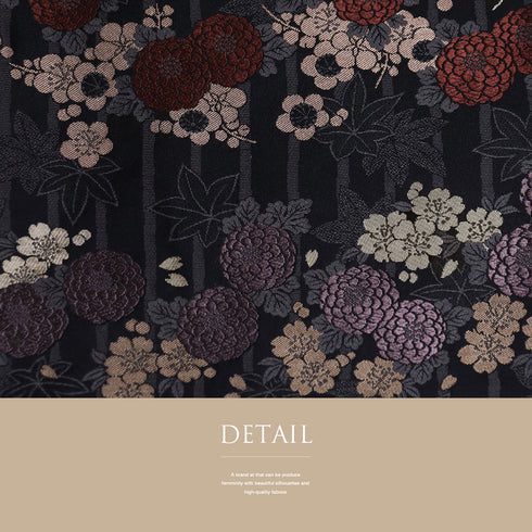 袋名古屋帯 リサイクル 帯丈384cm 六通 花柄 梅・桜・菊・楓 グレー Lサイズ 正絹 Sランク カジュアル お洒落