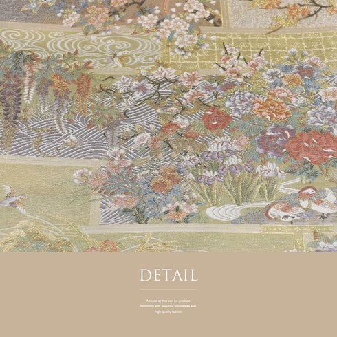 袋帯 リサイクル 帯丈458cm 全通 琳派の系譜屏風短冊柄 ゴールド Lサイズ 正絹 Sランク フォーマル