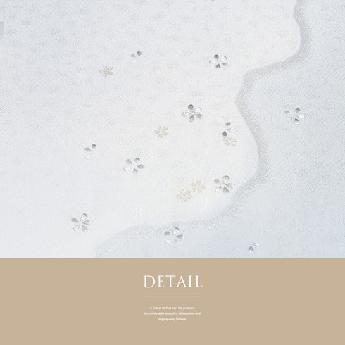 帯揚げ リサイクル お洒落 ちりめん 正絹 ブルー 小花柄 地紋 刺繍 丹後ちりめん 新品・未使用品 AG-1249