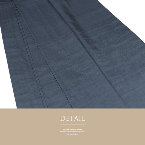 紬 リサイクル 身丈157.6cm 裄63.2cm 単衣 結城紬 無地 ブルー Mサイズ お洒落 正絹 バチ衿 Sランク