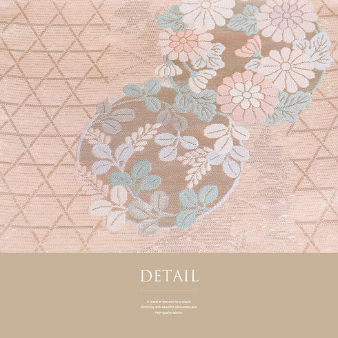 袋帯 リサイクル 帯丈432cm 六通 花の丸柄 夏物 ピンク Sサイズ 正絹 新品・未使用品 セミフォーマル お洒落