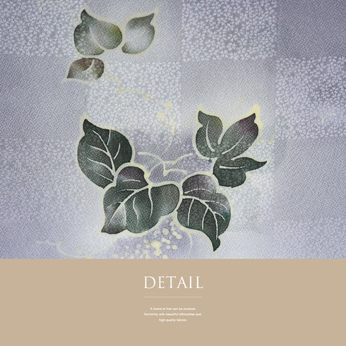 帯締め・帯揚げセット リサイクル お洒落 平組紐 ちりめん パープル 正絹 新品・未使用品 市松に葉柄