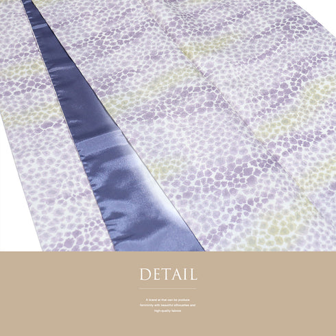 小紋 リサイクル 身丈158.5cm 裄66.4cm 袷 地紋 パープル Mサイズ お洒落 カジュアル ポリエステル 洗える着物 広衿 Sランク