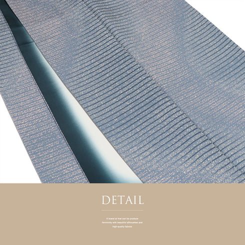 小紋 リサイクル 身丈155.5cm 裄64.6cm 袷 横縞ボカシ たたき ブルー Mサイズ お洒落 正絹 広衿 Sランク