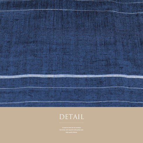 紬 リサイクル 身丈155.8cm 裄62.6cm 袷 横縞柄 上田紬 ネイビー Mサイズ お洒落 カジュアル 証紙 しつけ糸 正絹 広衿 Sランク