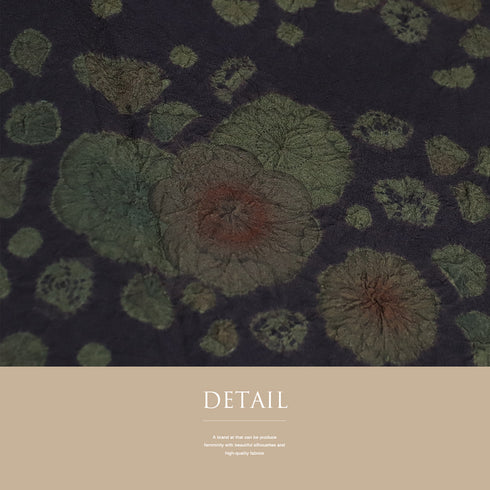 訪問着 リサイクル 裄66.2cm 袷 辻ヶ花風模様 絞り ネイビー Lサイズ お洒落 正絹 広衿 Sランク