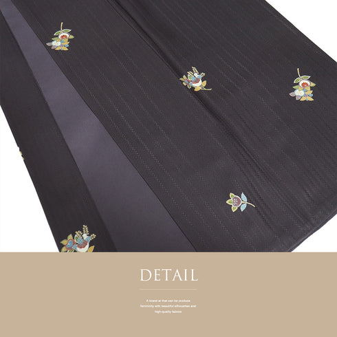 小紋 リサイクル 身丈155.5cm 裄63.2cm 袷 たちばな柄 ブラウン Mサイズ カジュアル 正絹 広衿 Sランク