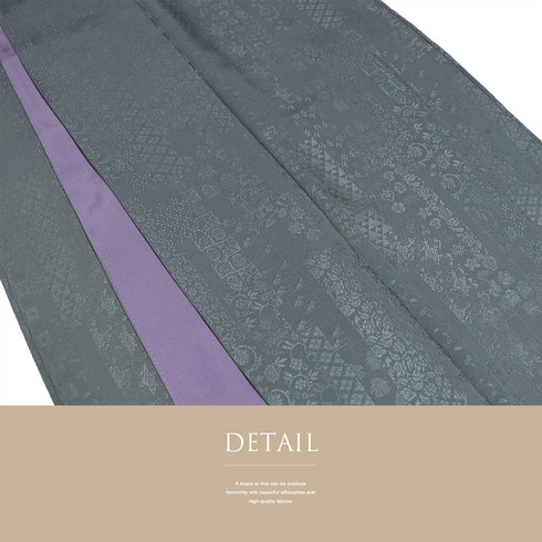 色無地 リサイクル 身丈165cm 裄68cm 袷 短冊寄柄 グレー Lサイズ セミフォーマル お洒落 一つ紋 正絹 広衿 地紋あり Aランク