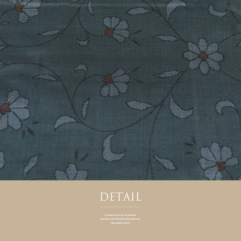 大島紬 リサイクル 身丈155.7cm 裄64.6cm 袷 花唐草模様 ネイビー Mサイズ カジュアル お洒落 証紙 正絹 広衿 Sランク