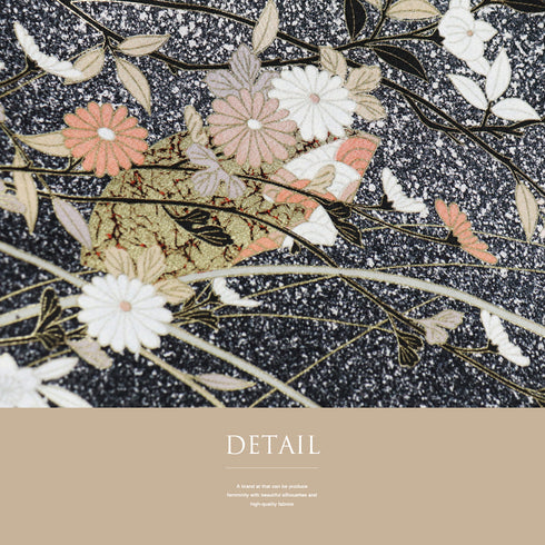 訪問着 リサイクル 身丈157cm 裄69.4cm 袷 たたき総柄地 箔 花柄 ブラック Mサイズ セミフォーマル 正絹 広衿 Sランク