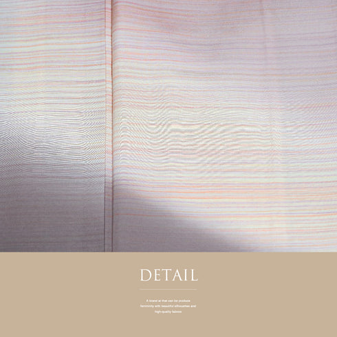 付下げ リサイクル 身丈156.8cm 裄66cm 袷 紬 横縞模様 染め パールトーン加工 ピンク Mサイズ お洒落 カジュアル 正絹 広衿 Aランク