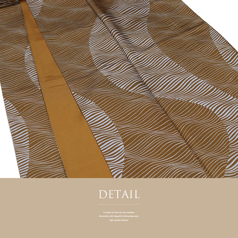 小紋 リサイクル 身丈158.2cm 裄64.4cm 袷 デザイン横縞柄 ブラウン Mサイズ お洒落 カジュアル 正絹 広衿 Sランク